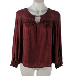 Dannii Minogue Petites Top Size 8P Maroon Crocodile Print Swing Peasant BNWT